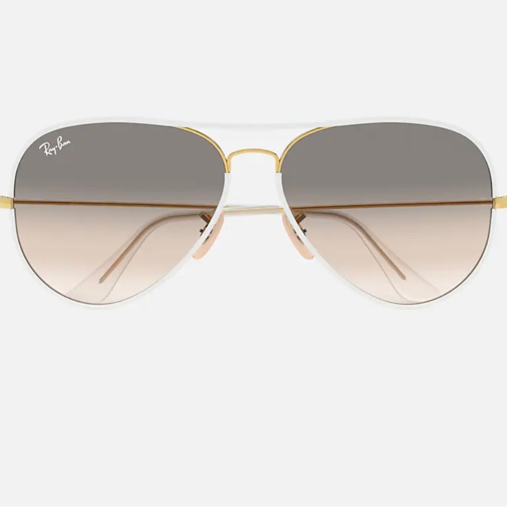 white lined ray ban brown gradient lense